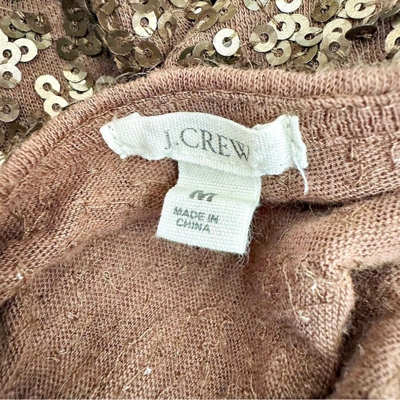J. Crew Bronze Top Golden Sequin Sparkle Autumn Knit Size Medium - Picture 4 of 7